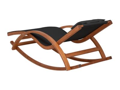 Deko Living Outdoor Rocking Wooden Frame Lounge Chair with Black Upholstery - COP20206BLK