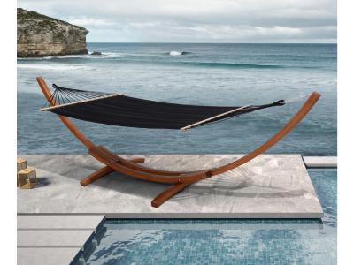 Deko Living Outdoor Wooden Frame Hammock with Black Upholstery - COP20208BLK