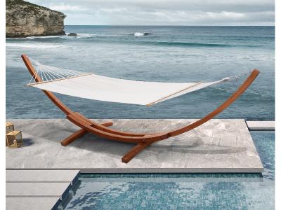 Deko Living Outdoor Wooden Frame Hammock with White Upholstery - COP20208WHT