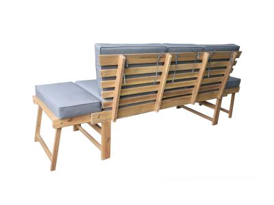 Deko Living Convertable Acacia Wood Bench with Center Table & Armrests - COP20209