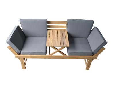 Deko Living Convertable Acacia Wood Bench with Center Table & Armrests - COP20209