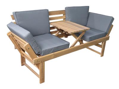 Deko Living Convertable Acacia Wood Bench with Center Table & Armrests - COP20209