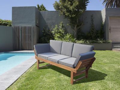 Deko Living Convertable Acacia Wood Bench with Center Table & Armrests - COP20209