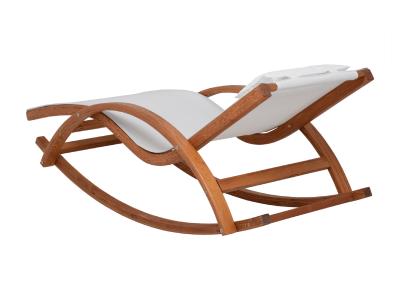 Deko Living Outdoor Rocking Wooden Frame Lounge Chair with White Upholstery - COP20206WHT