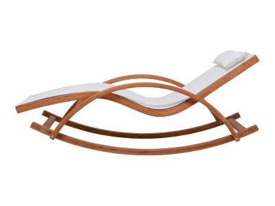 Deko Living Outdoor Rocking Wooden Frame Lounge Chair with White Upholstery - COP20206WHT