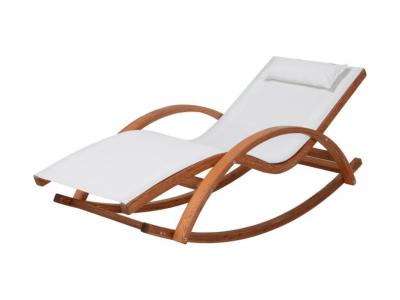 Deko Living Outdoor Rocking Wooden Frame Lounge Chair with White Upholstery - COP20206WHT