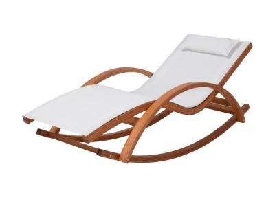 Deko Living Outdoor Rocking Wooden Frame Lounge Chair with White Upholstery - COP20206WHT