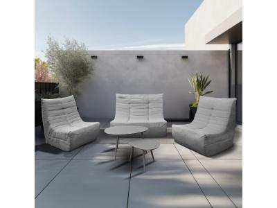 Deko Living 5 Piece Gray Outdoor Compressed Foam Loveseat Sofa Chairs and Table Set - COP30019