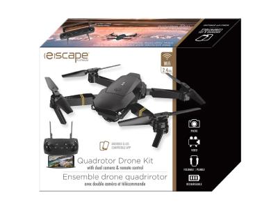 Escape Foldable Quadcopter Drone with Dual Cameras and Remote Control in Black - DRK1000
