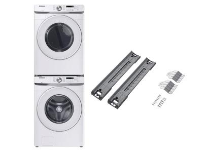 27" Samsung 5.2 Cu. Ft. Front Load Washer and 7.5 Cu. Ft. Dryer and Stacking Kit - SKK-8K-WF45T6000AW-DV45DG6000HWAC