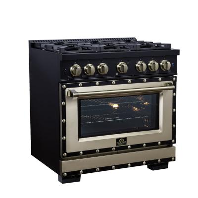 36" Forno 5.2 Cu. Ft. Valente Dual Fuel Range with 6 Sealed Burners  - FFSGS6199-36CPBLK