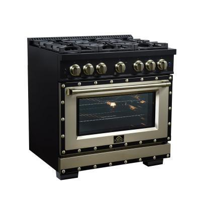 36" Forno 5.2 Cu. Ft. Valente Gas Range with 6 Sealed Burners - FFSGS6299-36CPBLK