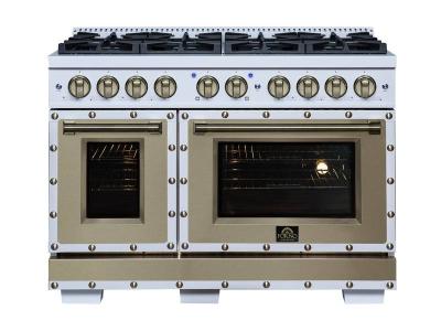 48" Forno 6.7 Cu. Ft. Valente Gas Range with 8 Sealed Burnes - FFSGS6299-48CPWHT