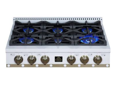 36" Forno Valente Gas Cooktop with 6 SealedBurners - FCTGS5799-36CPWHT