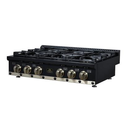 36" Forno Valente Gas Cooktop with 6 Sealed Burners - FCTGS5799-36CPBLK