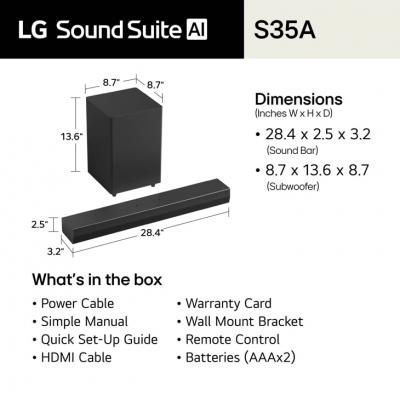 LG S35A LG Soundbar for TV with Dolby Audio 2.1 channel - S35A