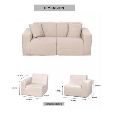 Deko Living 2 Place Seating Beige Compressed Foam Sectional Sofa - CIF50217SET