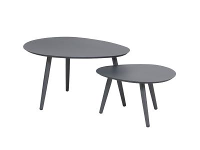 Deko Living 4 Piece Gray Outdoor Compressed Foam Sectional Sofa Lounger and Table Set - COP30018