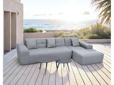 Deko Living 4 Piece Gray Outdoor Compressed Foam Sectional Sofa Lounger and Table Set - COP30018
