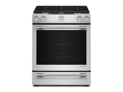 30" Kitchenaid 5-Burner Dual Fuel Convection Slide-In Range - KSDS730TPS