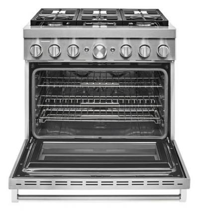 36" KitchenAid 5.1 Cu. Ft. Smart Commercial-Style Dual Fuel Range With 6 Burners In Stainless Steel - KFDC506JSS