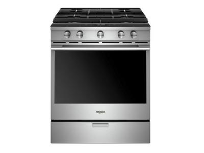 30" Whirlpool 5.8 Cu. Ft. Smart Contemporary Handle Slide-in Gas Range with EZ-2-Lift Hinged Cast-iron Grates - WEGA25H0HZ