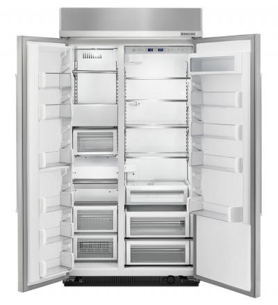 42" KithenAid 25.5 Cu. Ft. Built-In Side by Side Refrigerator With PrintShield Finish - KBSN602EBS