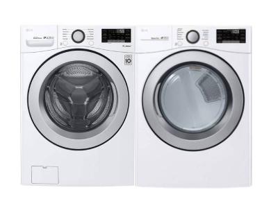27" LG 5.2 cu. ft. Capacity  Front Load Washer and 7.4 cu. ft. Ultra Large Capacity Smart Wi-Fi Enabled Electric Dryer - WM3500CW-DLE3500W