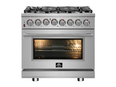 36" Forno 5.36 Cu. Ft. Gas Range with 240 Volt Oven Dual Fuel - FFSGS6125-36