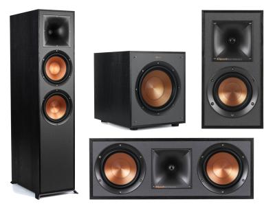 Klipsch Speaker Package With Floorstanding Speaker,Bookshelf Speaker,Subwoofer And Center Channel Speaker - R-100SW-R-52C-R-820F-R-41M