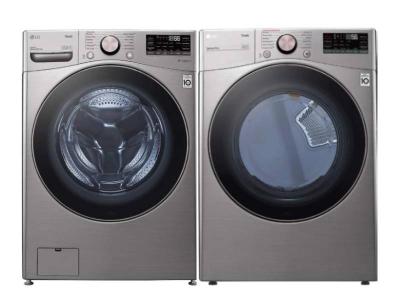 27" LG 5.2 Cu. Ft. Front Load Washer and 7.4 Cu. Ft. Front Load Electric Dryer - WM3850HVA-DLEX3850V