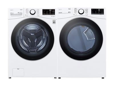 27" LG 5.2 Cu. Ft. Front Load Smart Washer And 7.4 Cu. Ft. Gas Dryer With Built-In AI - WM3600HWA-DLG3601W