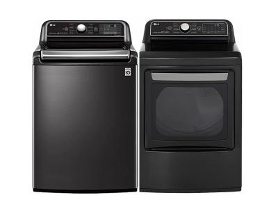 27" LG 6.0 Cu. Ft. Top Load Washer With TurboWash And Electric Dryer With TurboSteam - WT7850HBA-DLEX7900BE