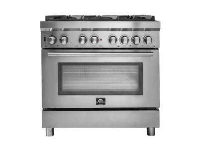 36" Forno Gas Range with Electric Oven Dual Fuel Free-Standing Pro-Style Range - FFSGS6188-36