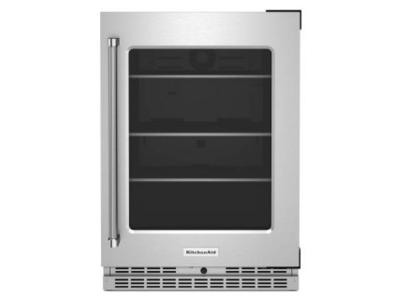 24" KitchenAid Undercounter Refrigerator with Glass Door and Shelves with Metallic Accents - KURR314KSS