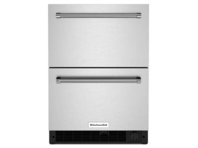 24" Kitchenaid 4.29 Cu. Ft. Undercounter Double-Drawer Refrigerator in Stainless Steel - KUDF204KSB