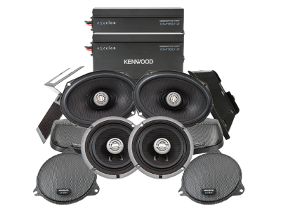 Kenwood Front and Rear Amplifier Package For 2014 Plus Harley-Davidson Motorcycles - P-HD3FR