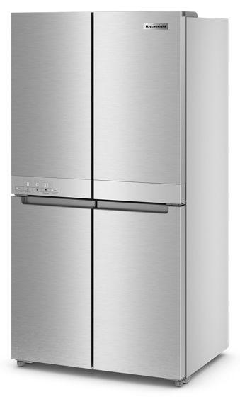 36" KitchenAid 19.4 Cu. Ft. Wide Counter-Depth 4-Door Refrigerator with PrintShield Finish - KRQC506MPS