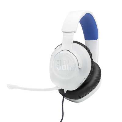 JBL Wired Over-Ear Gaming Headset with Detachable Mic in White - JBLQ100PWHTBLUAM