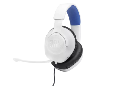 JBL Wired Over-Ear Gaming Headset with Detachable Mic in White - JBLQ100PWHTBLUAM