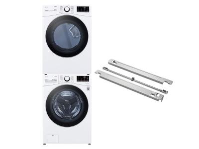 27" LG Stacking Kit and Front Load Smart Washer And Gas Dryer - KSTK4-WM3600HWA-DLG3601W