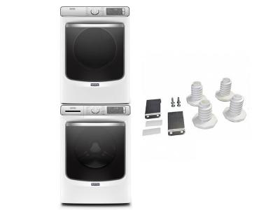 27" Maytag Front Load Washer and Electric Dryer and Stacking Kit - W10869845-MHW8630HW-YMED8630HW