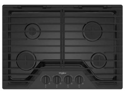 30" Whirlpool Gas Cooktop with EZ-2-Lift Hinged Cast-Iron Grates - WCGK5030PB