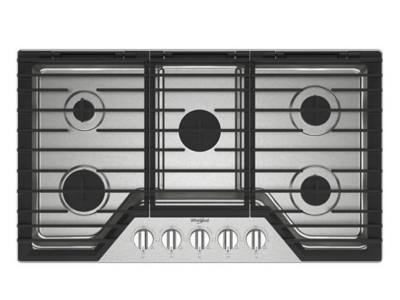 36" Whirlpool Gas Cooktop with EZ-2-Lift™ Hinged Cast-Iron Grates - WCGK5036PS