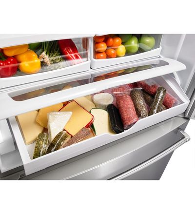 36" KitchenAid 25 cu. ft. Standard Depth French Door Refrigerator with Interior Dispense - KRFF305ESS