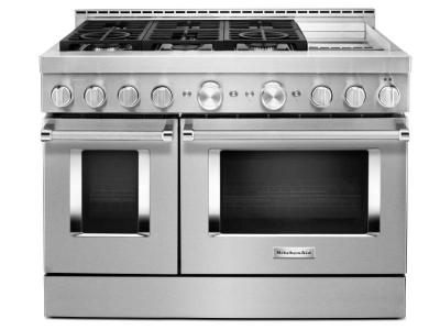 48" KitchenAid 6.3 Cu. Ft. Smart Commercial-Style Gas Range With Griddle - KFGC558JSS