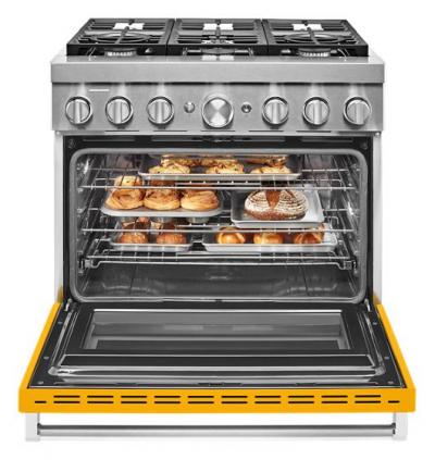 36" KitchenAid 5.1 Cu. Ft. Smart Commercial-Style Dual Fuel Range With 6 Burners In Yellow Pepper - KFDC506JYP