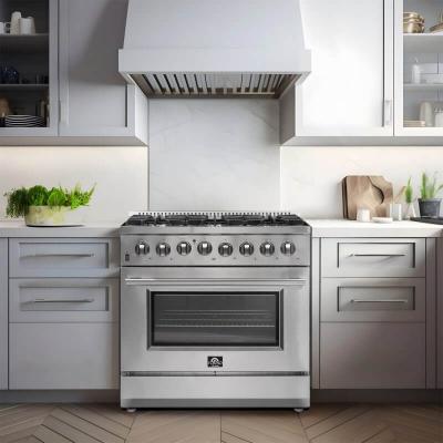 36" Forno Galiano Dual Fuel Range 6 Burners 5.36 cu.ft. True Convection Oven - FFSGS6156-36BLK