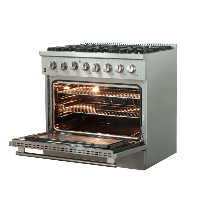 36" Forno Galiano Dual Fuel Range 6 Burners 5.36 cu.ft. True Convection Oven - FFSGS6156-36BLK