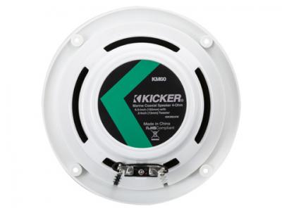 Kicker 6.5 Inch 4 Ohm Coaxial Marine Speakers - 49KM604W